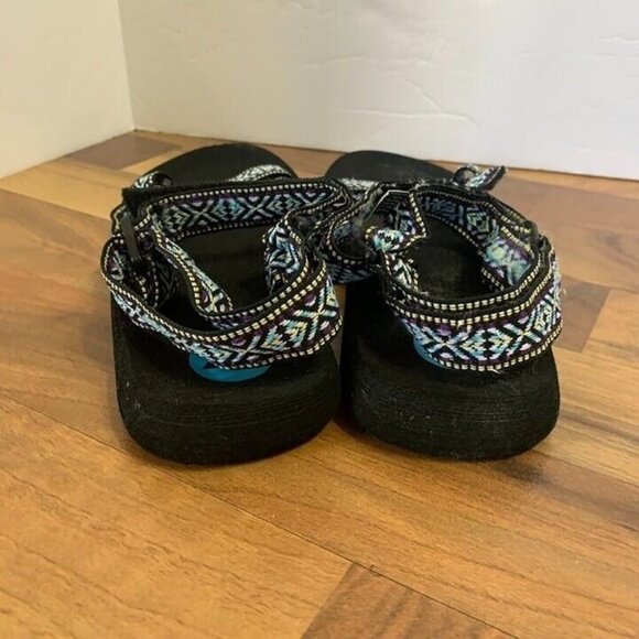 Airwalk Black Sandals Outdoor Shoe Hiking Swim Double Strap Aztec Blue 8 - Picture 2 of 12